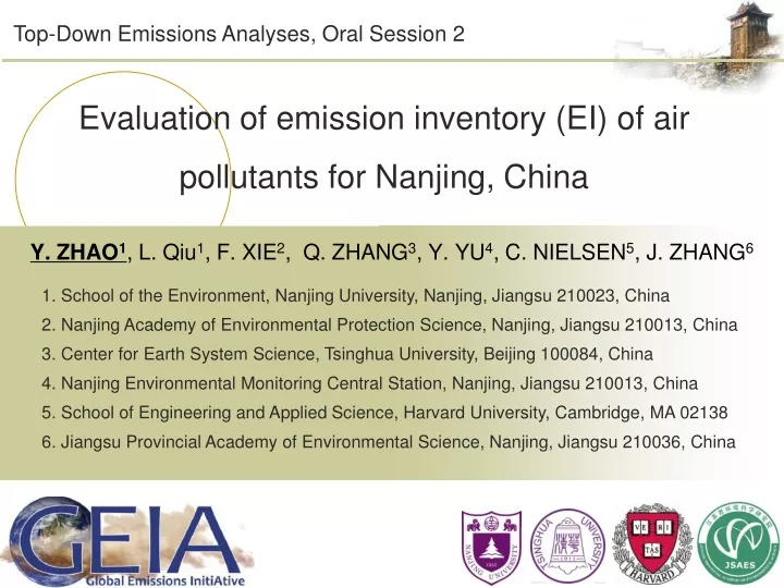 evaluation of emission inventory ei of air pollutants for nanjing china