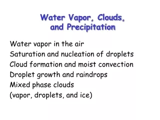 Water Vapor, Clouds,  and Precipitation