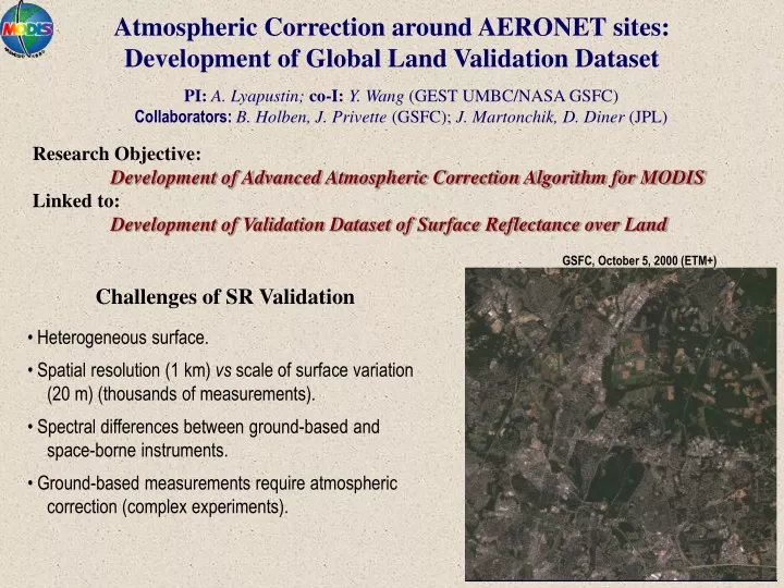 atmospheric correction around aeronet sites