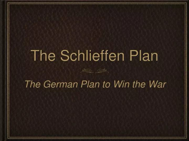 the schlieffen plan