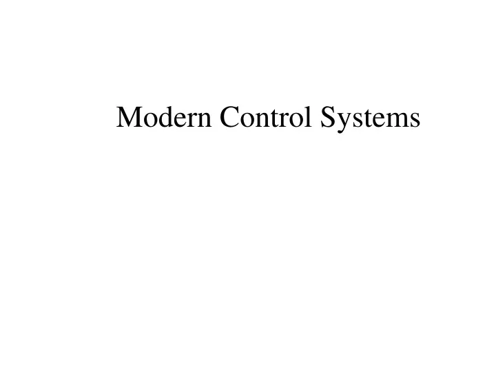 modern control systems