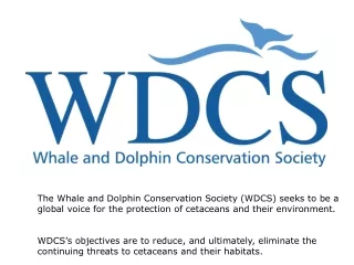 The Whale and Dolphin Conservation Society (WDCS) seeks to be a