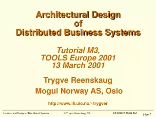 Architectural Design of Distributed Business Systems