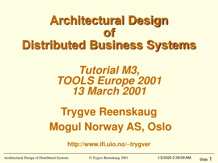 architectural design of distributed business systems