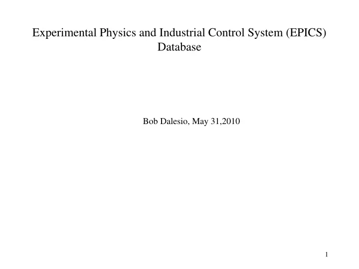 experimental physics and industrial control system epics database