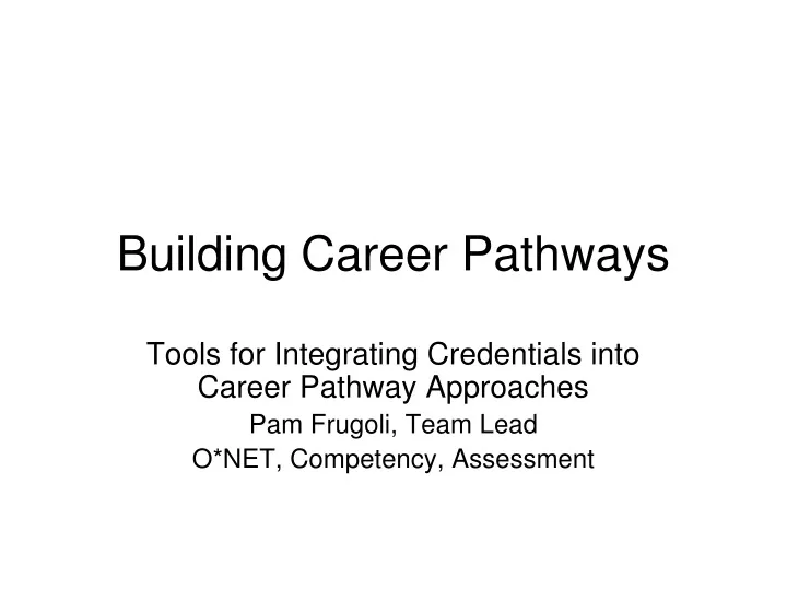 building career pathways