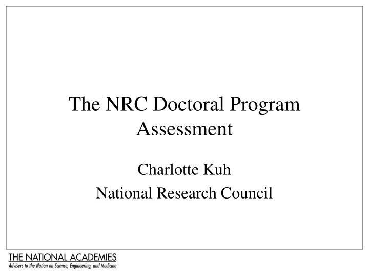 the nrc doctoral program assessment