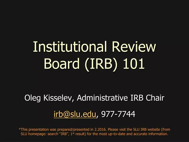 institutional review board irb 101