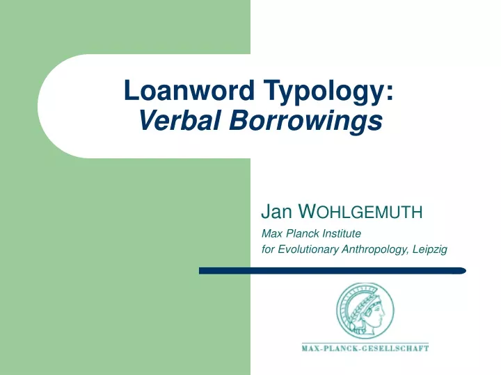 loanword typology verbal borrowings