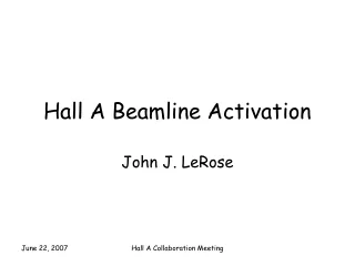 Hall A Beamline Activation