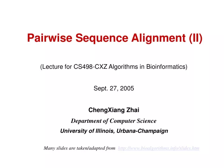 pairwise sequence alignment ii