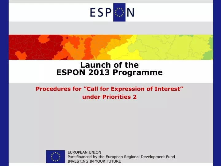 launch of the espon 2013 programme