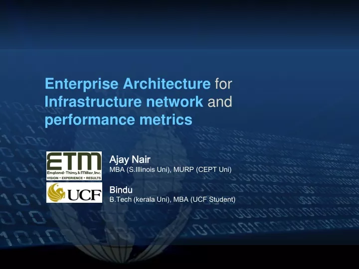 enterprise architecture for infrastructure network and performance metrics