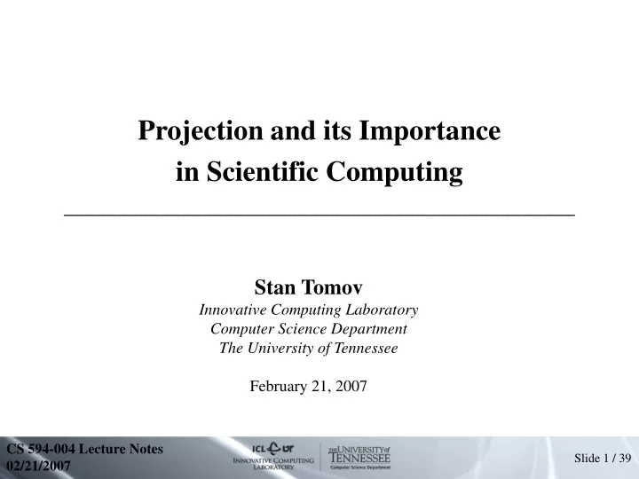 projection and its importance in scientific