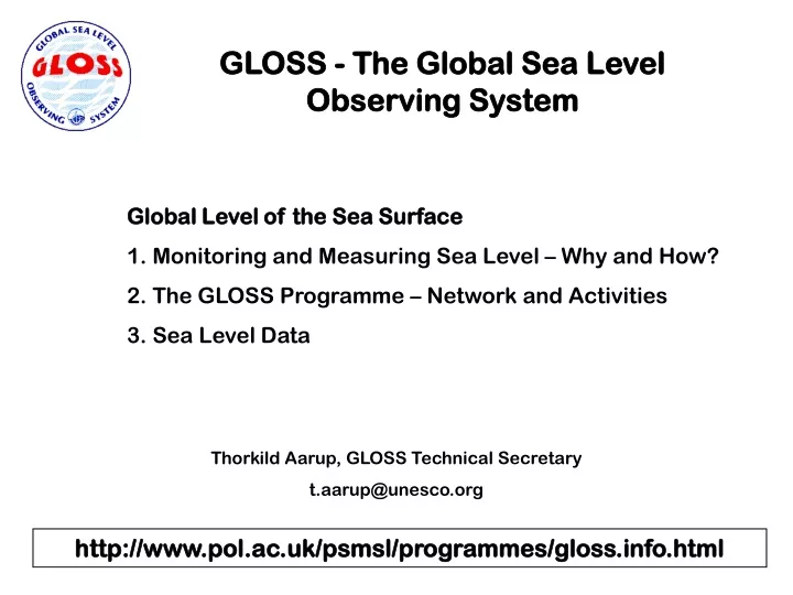 gloss the global sea level observing system