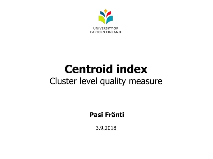 centroid index cluster level quality measure
