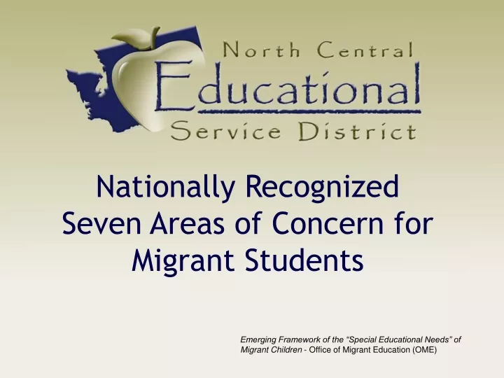 nationally recognized seven areas of concern for migrant students