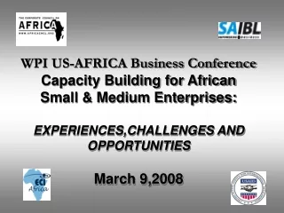WPI US-AFRICA Business Conference Capacity Building for African  Small &amp; Medium Enterprises: