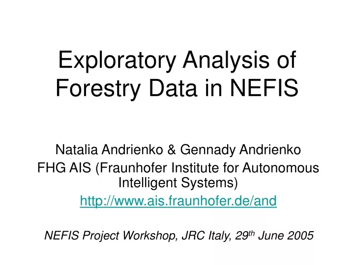 exploratory analysis of forestry data in nefis