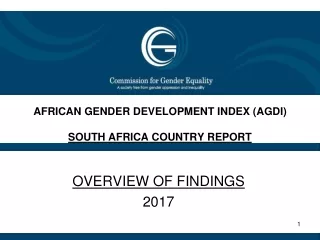 AFRICAN GENDER DEVELOPMENT INDEX (AGDI) SOUTH AFRICA COUNTRY REPORT