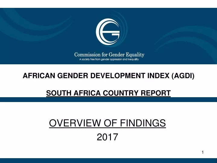 african gender development index agdi south africa country report