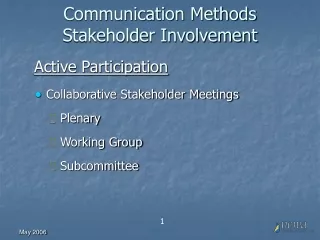 Communication Methods Stakeholder Involvement