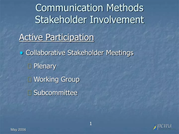 communication methods stakeholder involvement