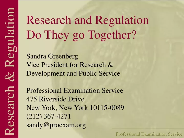research and regulation do they go together