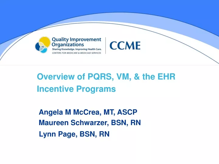overview of pqrs vm the ehr incentive programs