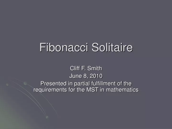 fibonacci solitaire