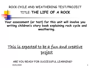 ROCK CYCLE AND WEATHERING TEST/PROJECT TITLE:  THE LIFE OF A ROCK