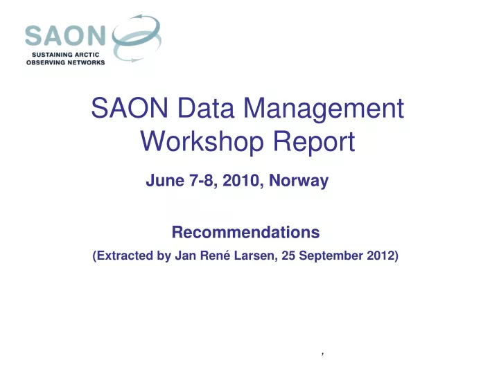 saon data management workshop report
