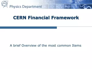 CERN Financial Framework