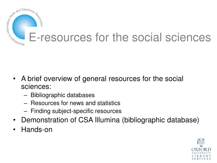 e resources for the social sciences