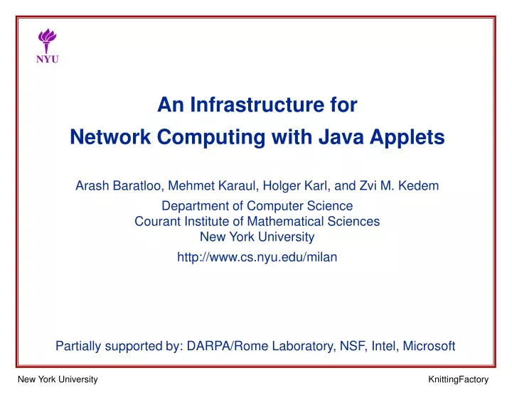 an infrastructure for network computing with java