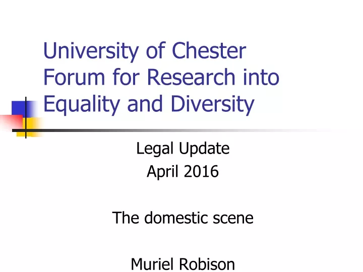 university of chester forum for research into equality and diversity