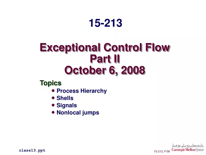 exceptional control flow part ii october 6 2008