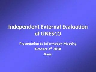 Independent External Evaluation of UNESCO
