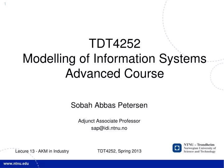 tdt4252 modelling of information systems advanced course