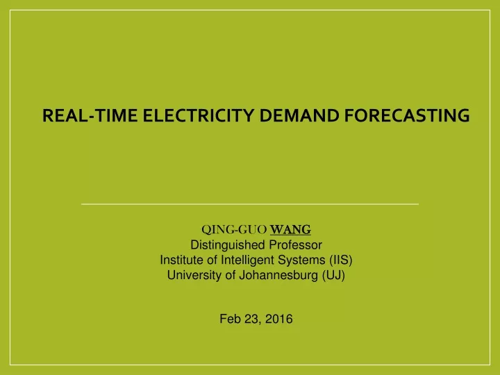 real time electricity demand forecasting