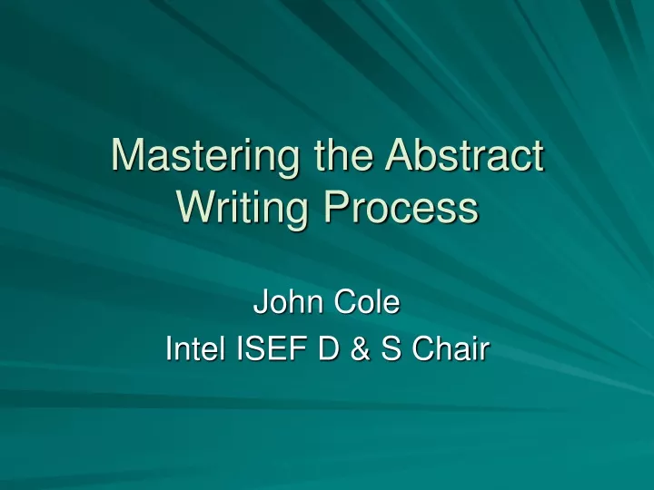 mastering the abstract writing process