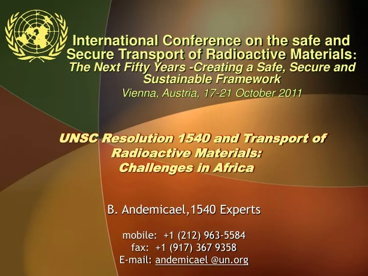 unsc resolution 1540 and transport of radioactive materials challenges in africa