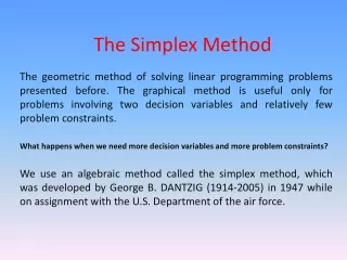 The Simplex Method