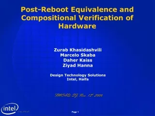 Post-Reboot Equivalence and Compositional Verification of Hardware