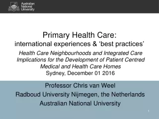 Primary Health Care:  international experiences &amp; ‘best practices’