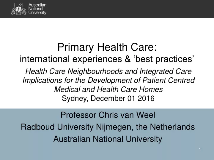 primary health care international experiences best practices