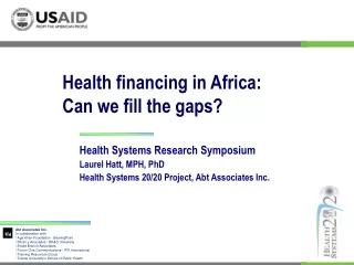 Health financing in Africa:  Can we fill the gaps?