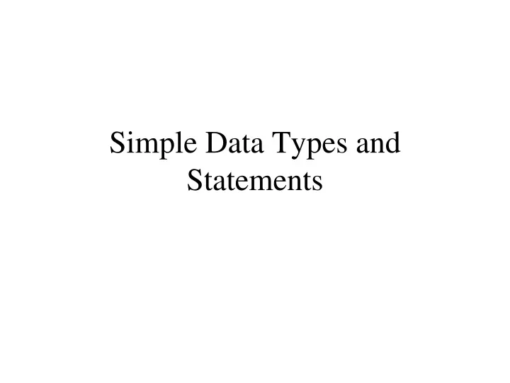 simple data types and statements