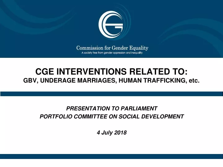 cge interventions related to gbv underage marriages human trafficking etc