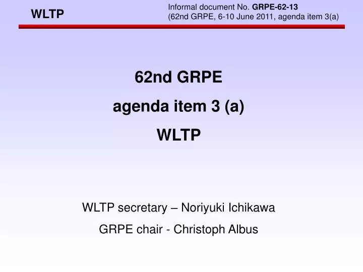 62nd grpe agenda item 3 a wltp wltp secretary